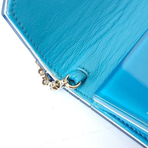 STUNNING JIMMY CHOO CANDY CLUTCH In Bright Blue Hard Body Acrylic Purse - Picture 10 of 14